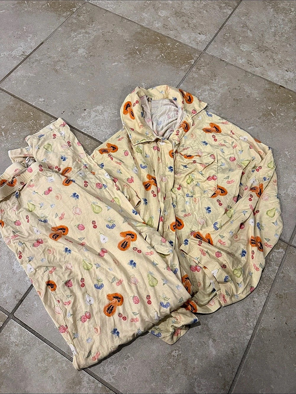 Ajere Avenue Printed Hooded Puffer Jacket in Cream & Orange Size XS